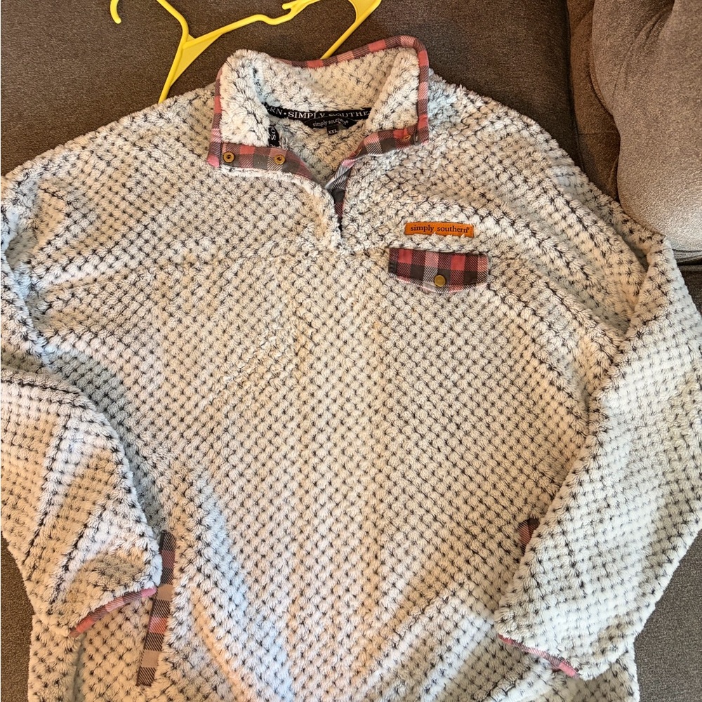 Southern Marsh Textured Pullover with Plaid Accents